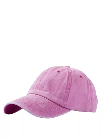 Eskitme Kumaş Pamuklu Pembe Beyzbol Şapka