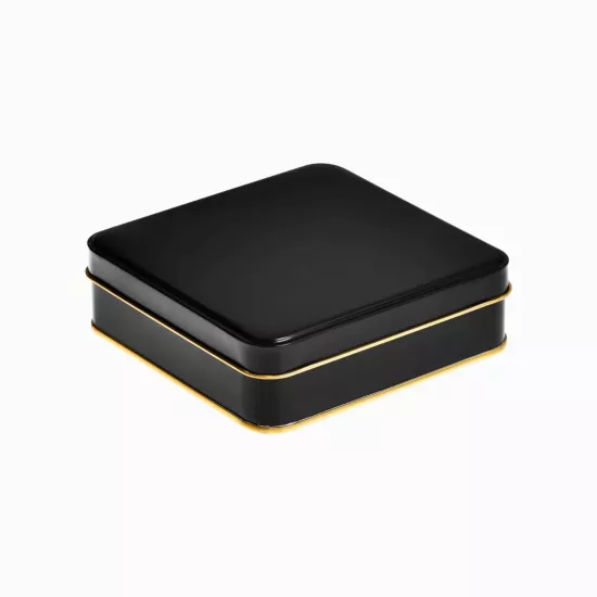 Kare Siyah Yarı Mat Metal Kutu Gold Laklı