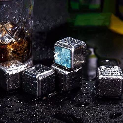 Perlotus 2’li Çelik Metal Viski Taşı Soğutma Buz Küpü Hediye Paketli